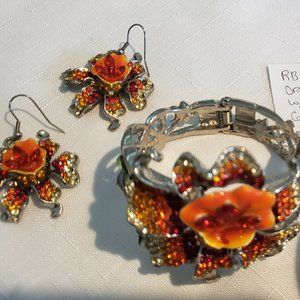 Hinged Cuff Statement Bracelet and Earrings Set